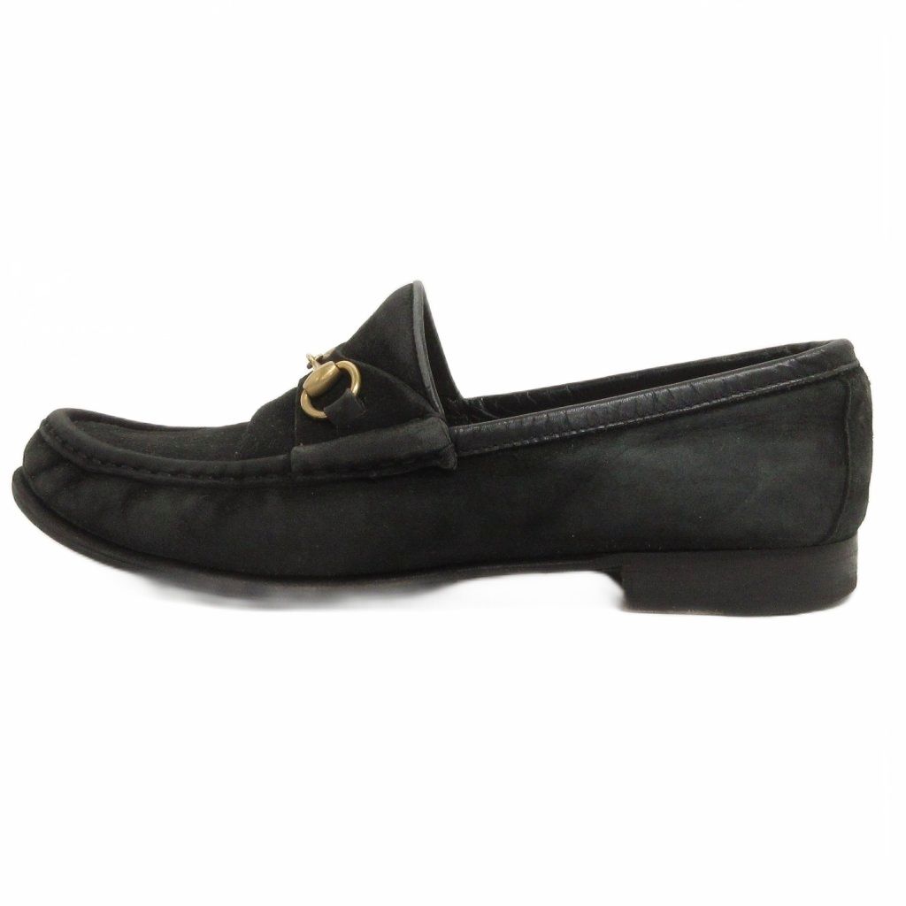GUCCIローファー36.5 グッチ GUCCI ローファー ホースピット スエード 黒 ブラック 36.5