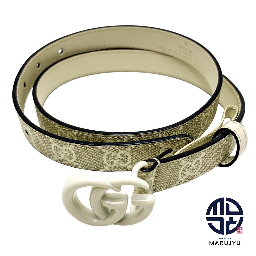 GUCCI グッチ 409417 ダブルGバックル ベルト GGスプリーム 白