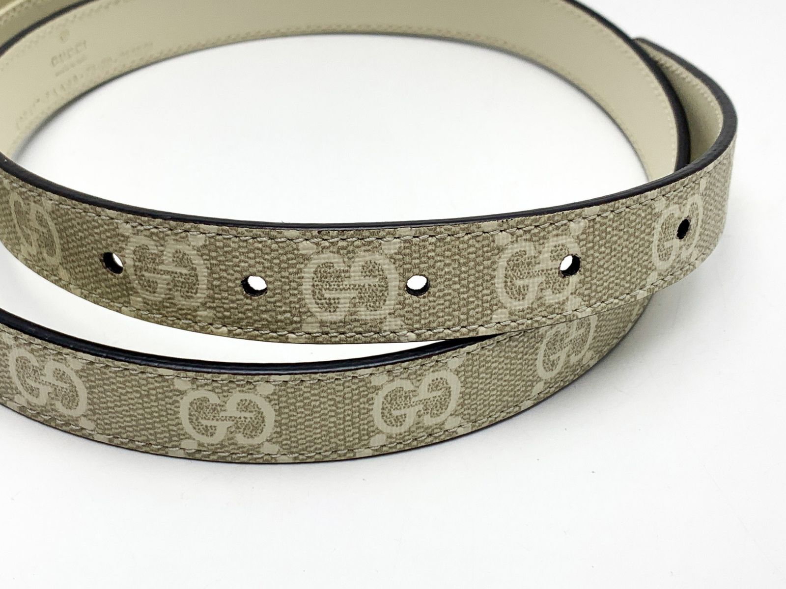 GUCCI グッチ 409417 ダブルGバックル ベルト GGスプリーム 白