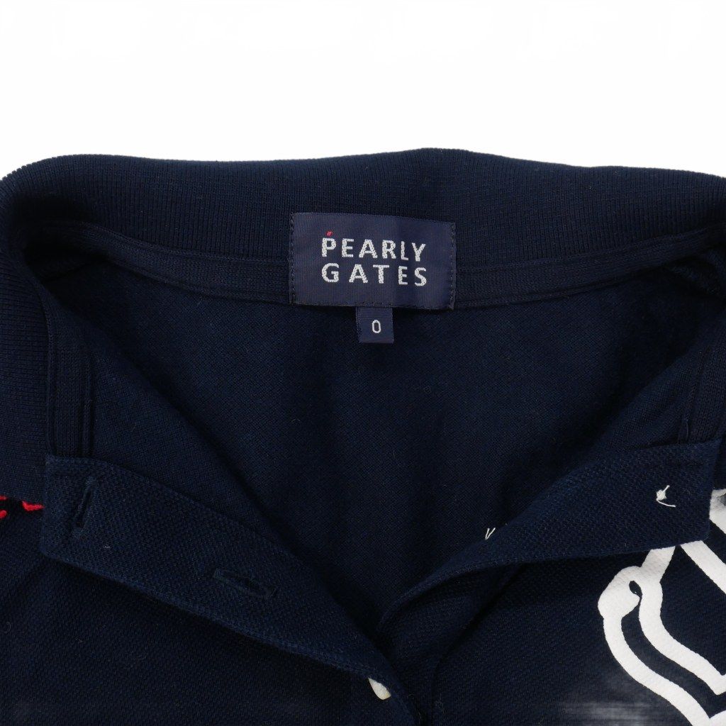新品 パーリーゲイツ 半袖 鹿の子 ポロシャツ 4 M ネイビー ビッグロゴ パーリーゲイツ PEARLY GATES ロゴ刺繍 ポロシャツ 半袖 鹿の子