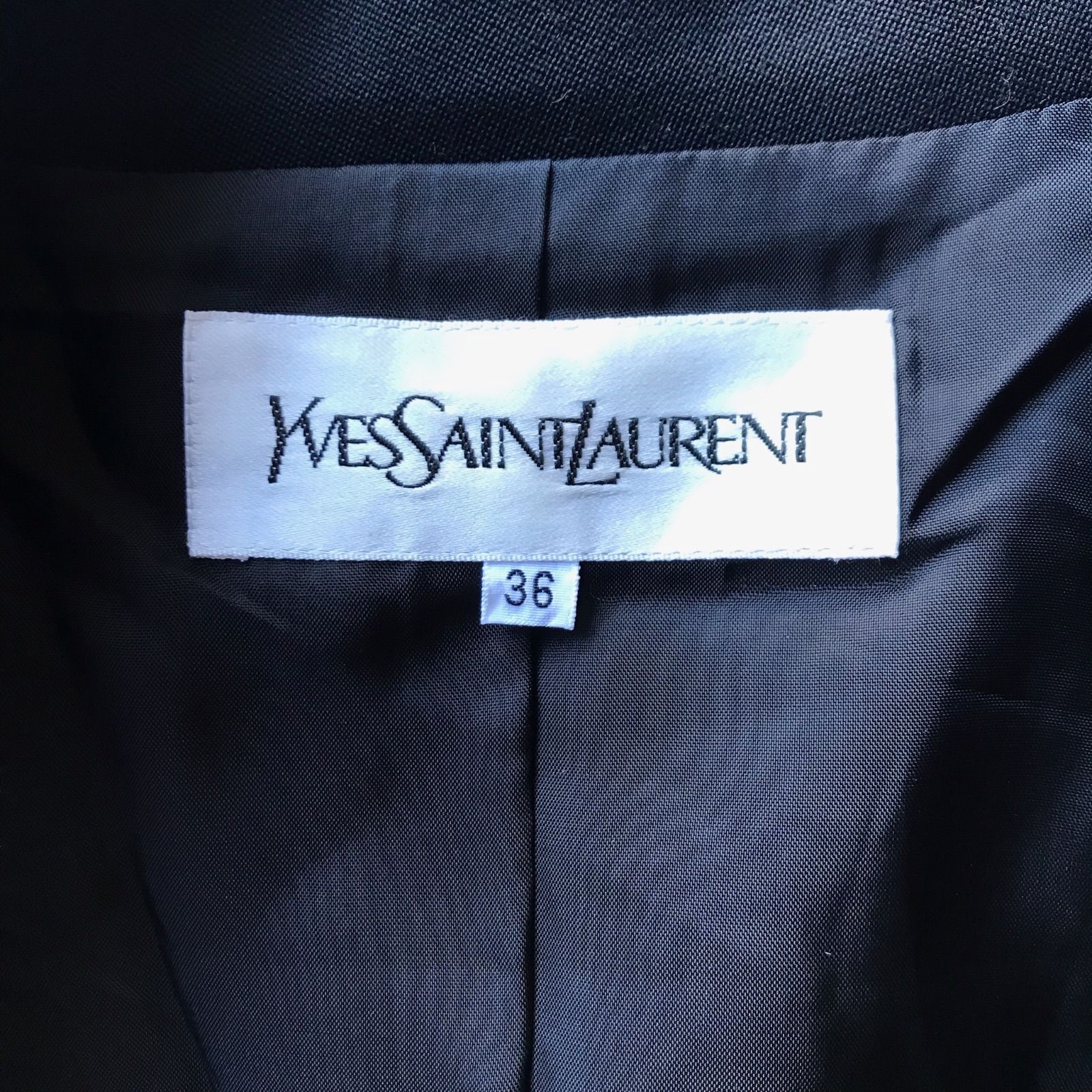 Yves Saint Laurent ロングコート 金ボタン レディース 36 ブラック きちんと感 速乾素材