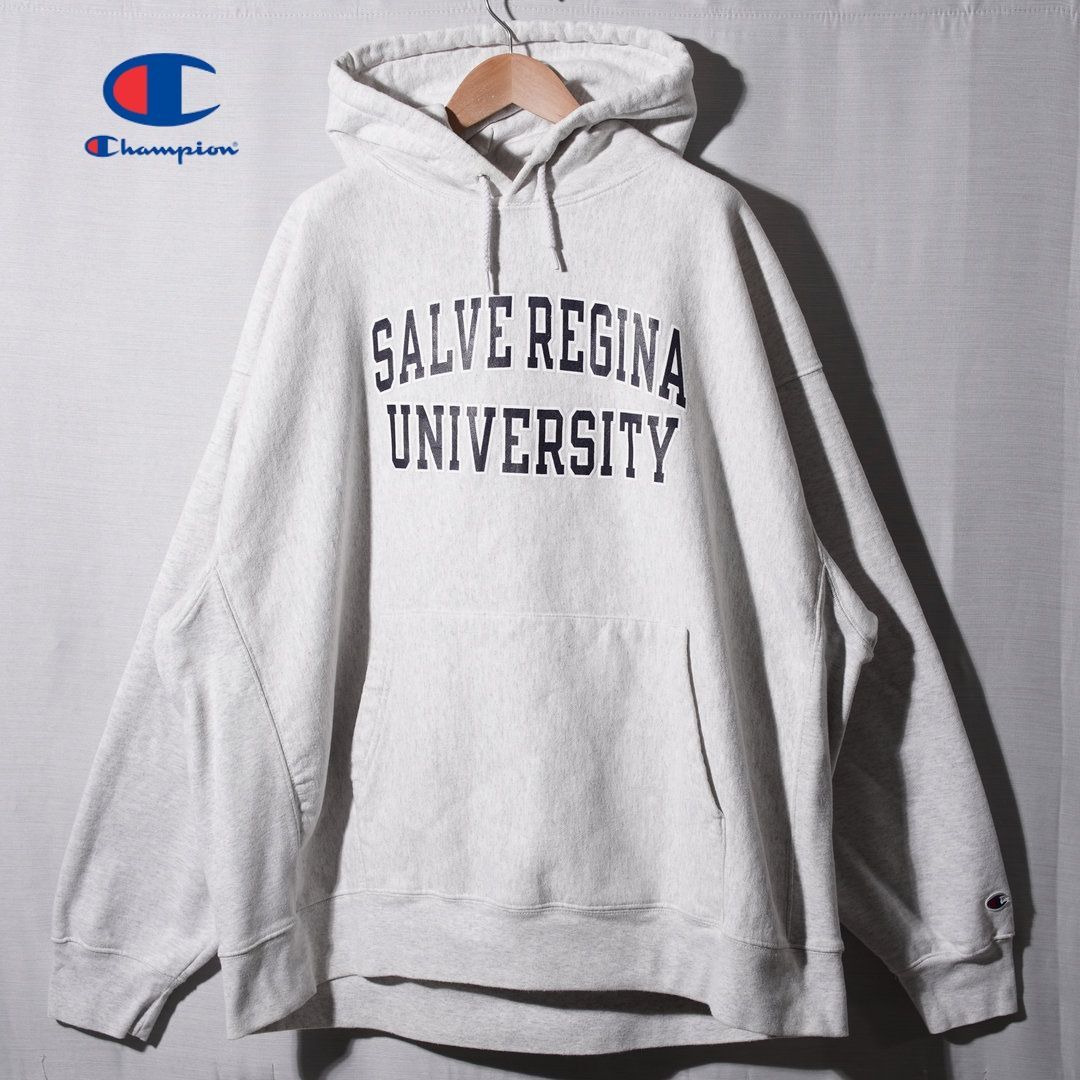 チャンピオン Champion リバースウィーブ REVERSE WEAVE パーカー XXL グレー カレッジ 00 s 袖刺繍 SALVE REGINA サルベレジーナ ストリート オーバーサイズ ビッグシルエット 古着 N 220
