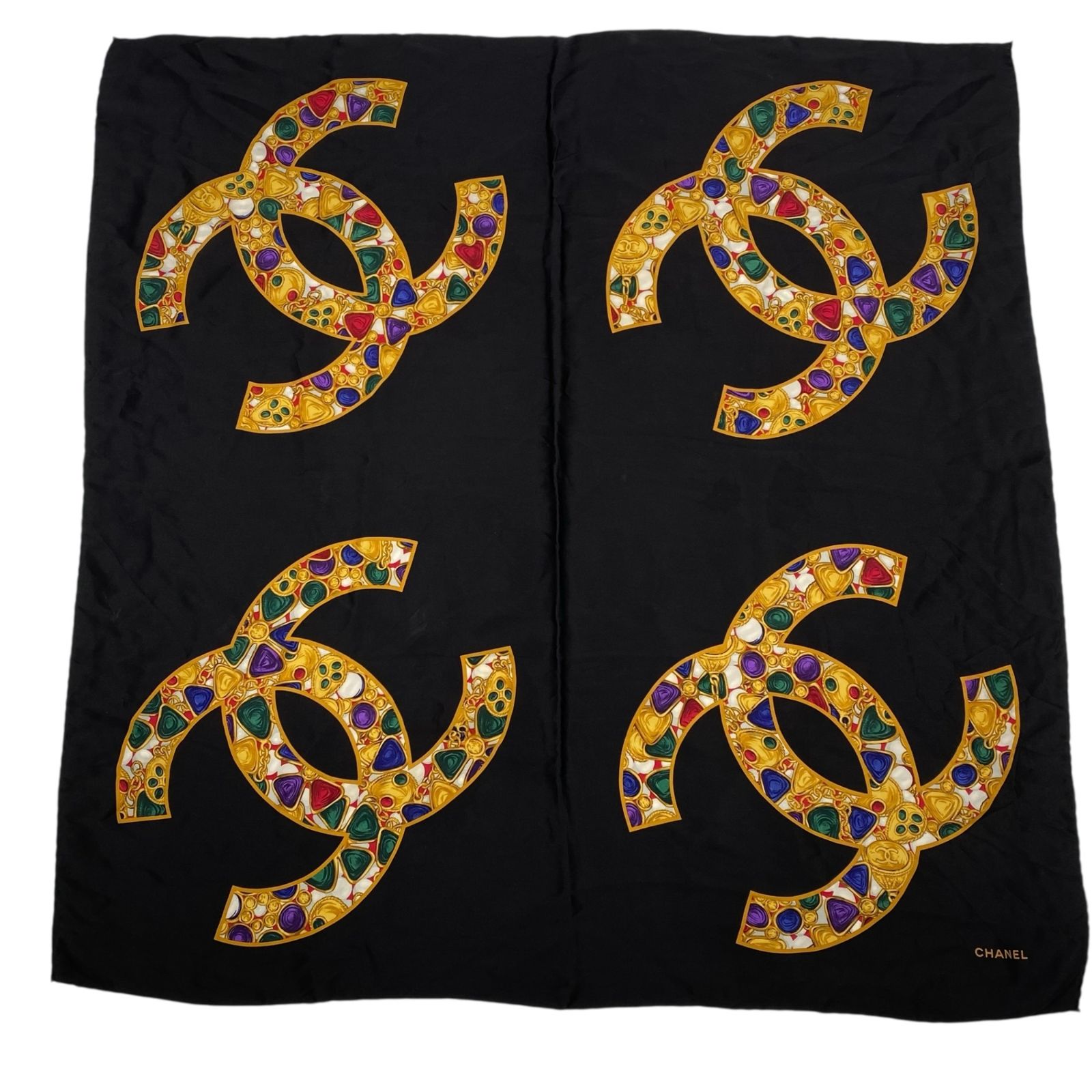 美品　アクセサリー ココマーク　CCロゴ シャネル　スカーフ　ヴィンテージ 極美品 CHANEL シャネル スカーフ シルク ココマーク アクセサリー柄