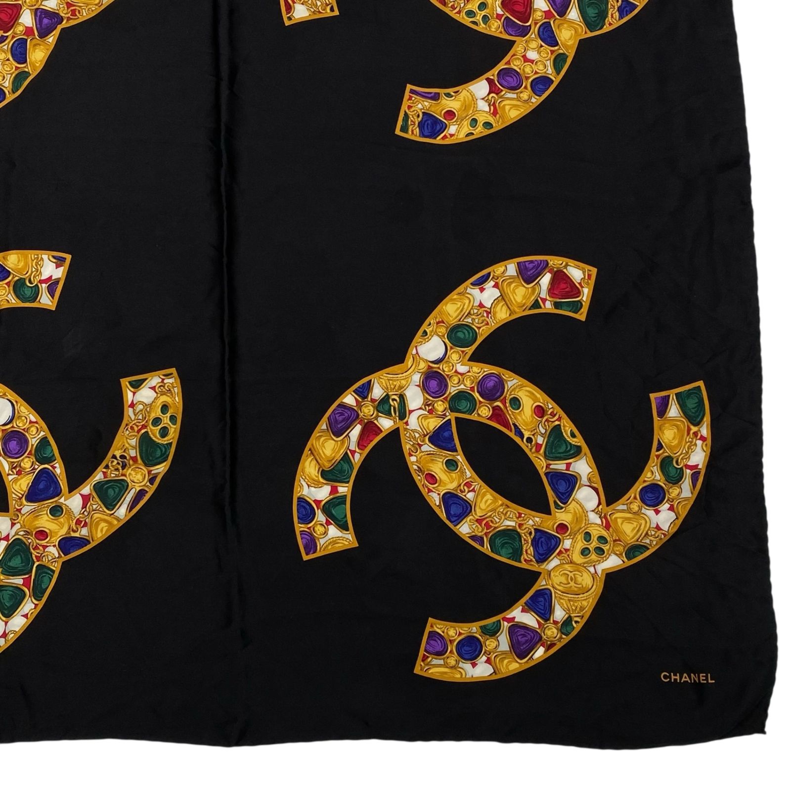 極美品 CHANEL シャネル スカーフ シルク ココマーク アクセサリー柄