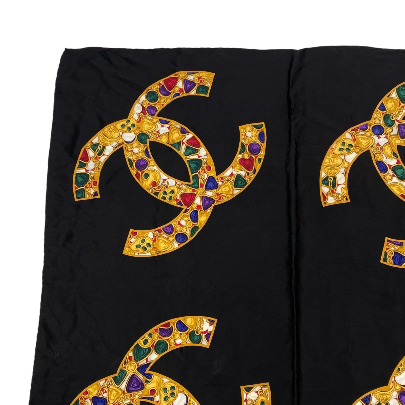 極美品 CHANEL シャネル スカーフ シルク ココマーク アクセサリー柄