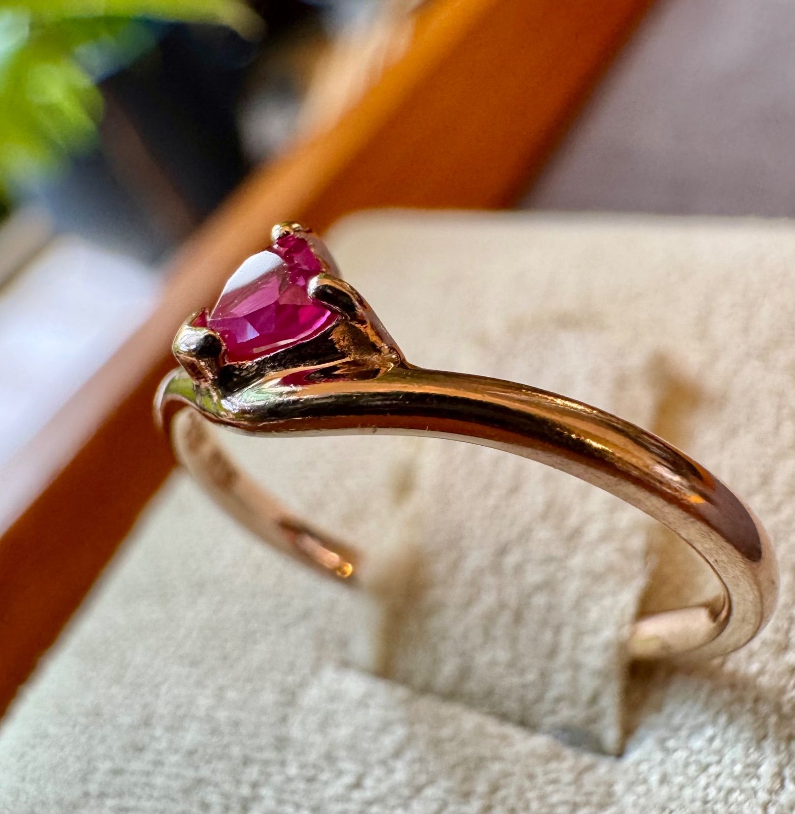 ete◇K10PG*5号*ハート型ルビーピンキーリング*エテ - メルカリ
