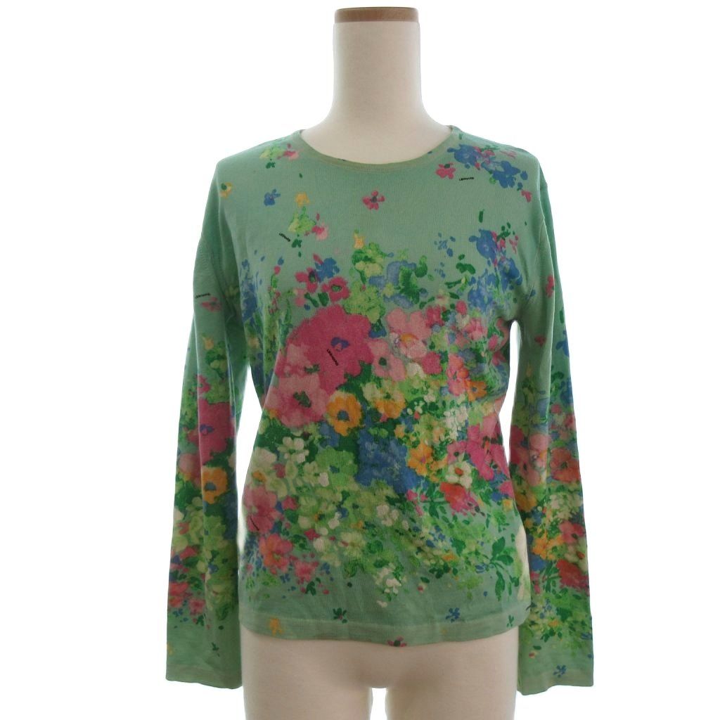 レオナール LEONARD ニット カットソー 長袖 花柄 グリーン 40 □ECT