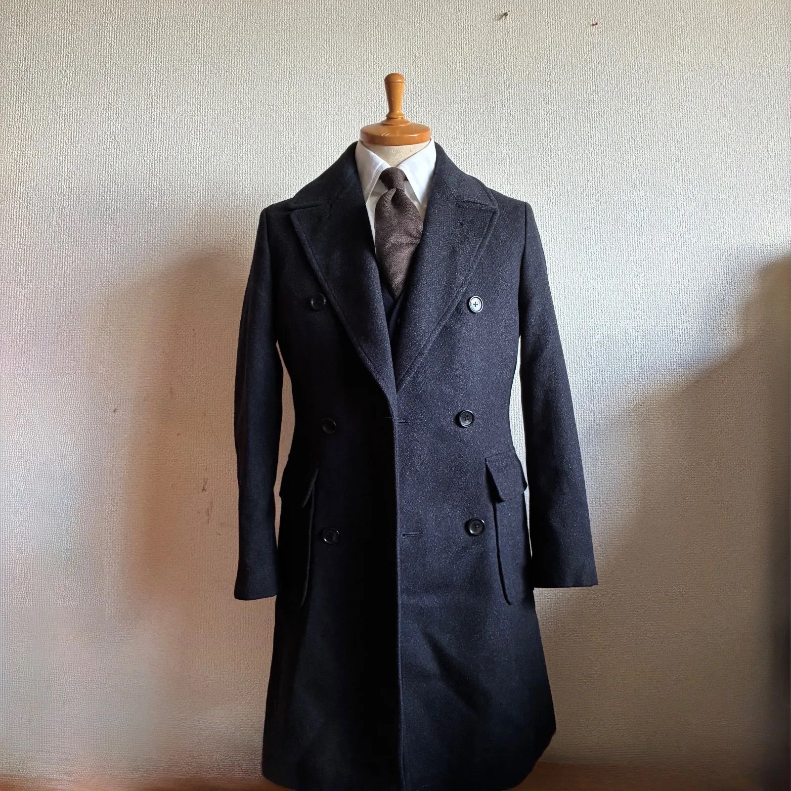 ナノユニバース　ネイビー ダブルブレスト チェスターコート NANO universe(ナノ・ユニバース) ダブルブレストチェスターコート