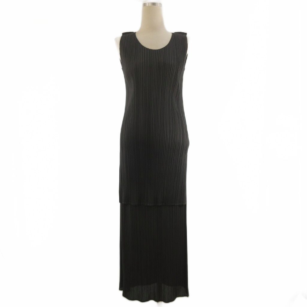 プリーツプリーズ PLEATS PLEASE セットアップ カットソー ノースリーブ スカート ロング プリーツ 灰色 グレー ECT