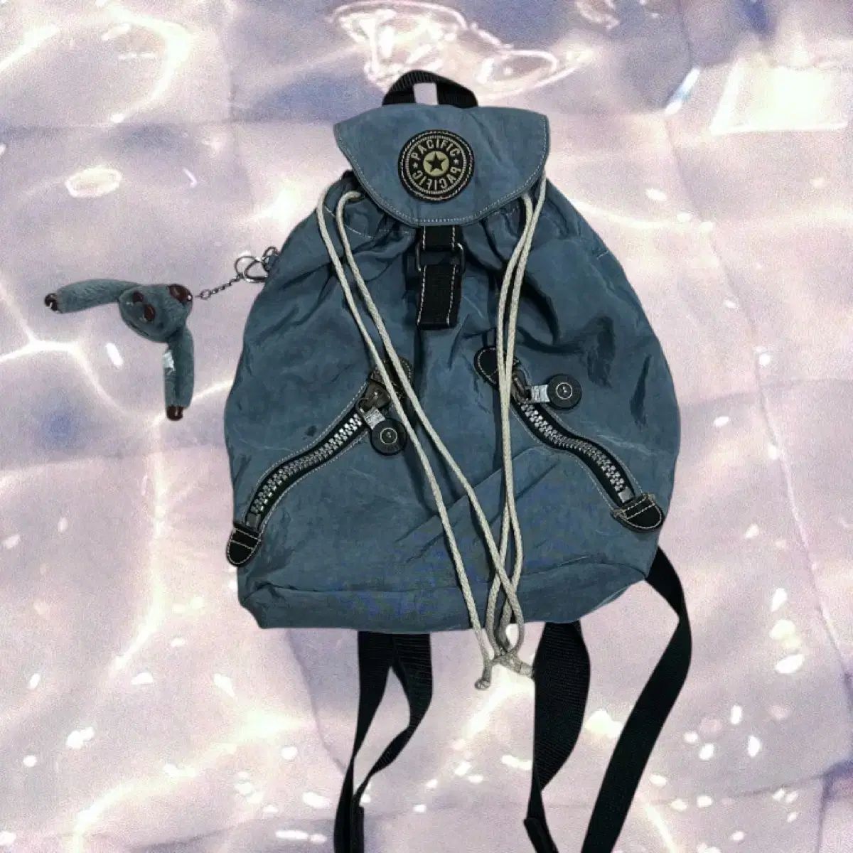 キプリング バックパック 巾着 バッグ ライトブルー デニム ブルー y 2 k