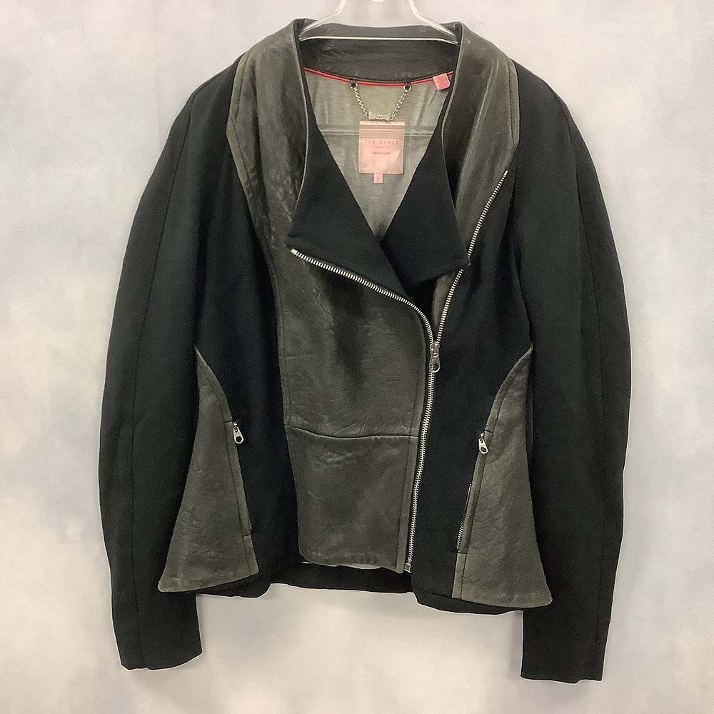 TED BAKER ブラックレザーダブルライダースジャケット サイズ0 TED