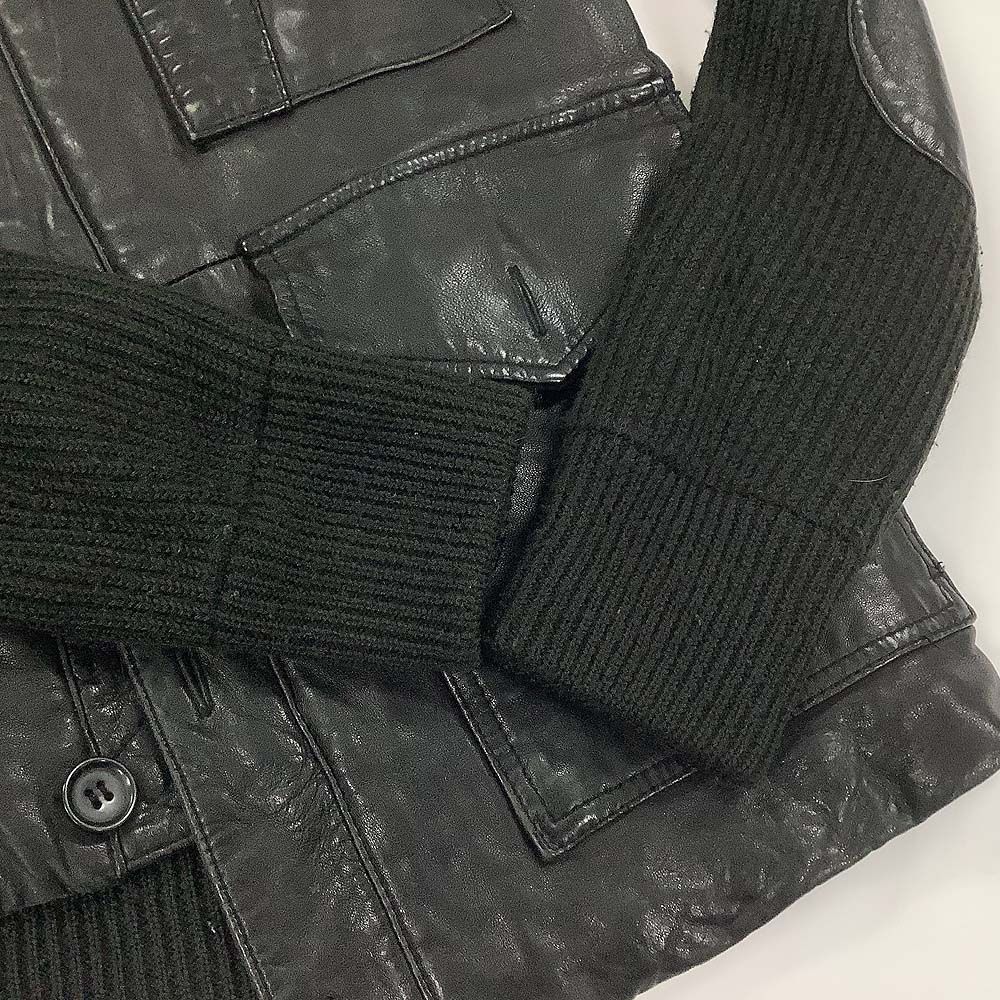 HUGO BOSS ヒューゴボス レザージャケット ニット切替 - メルカリ