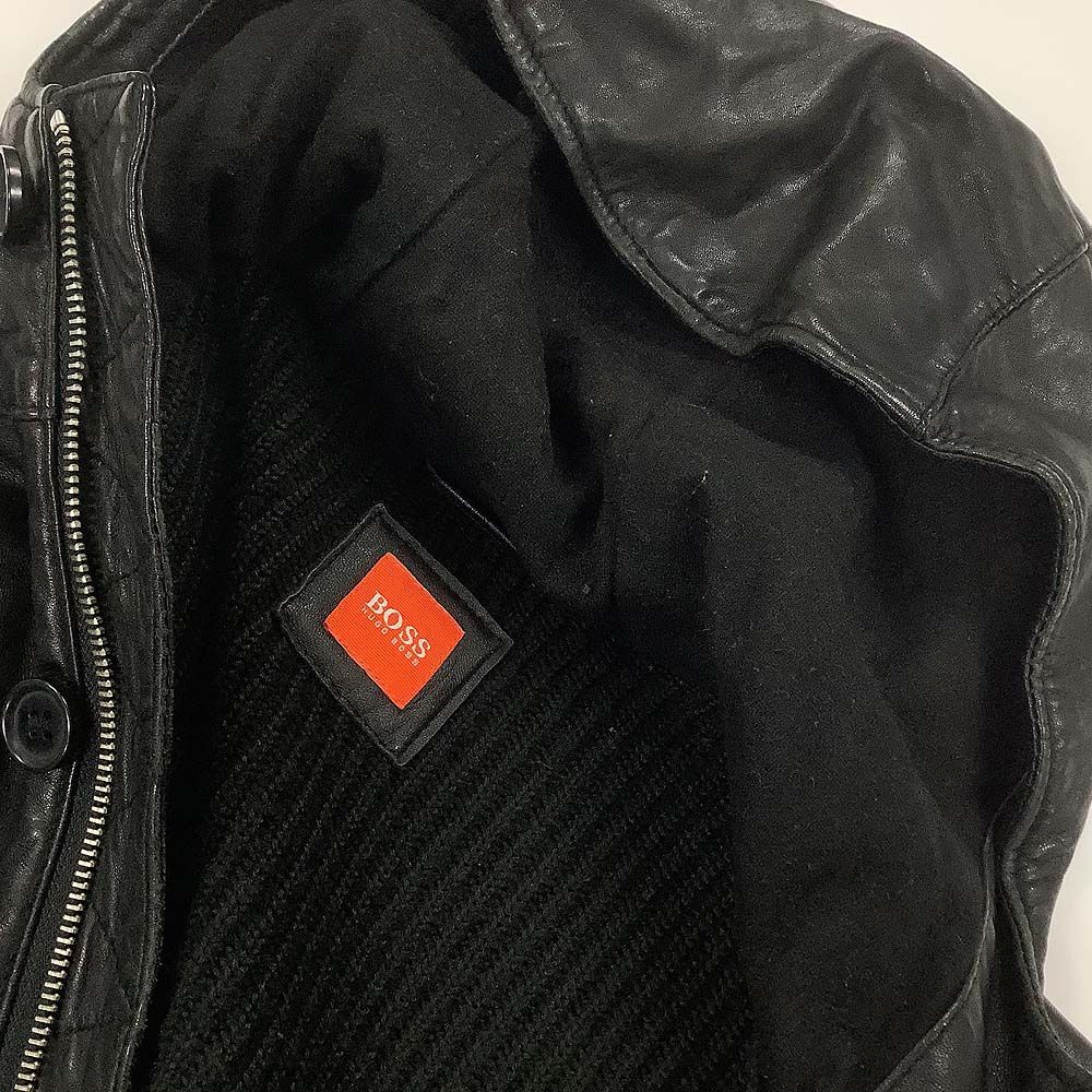 HUGO BOSS ヒューゴボス レザージャケット ニット切替 - メルカリ