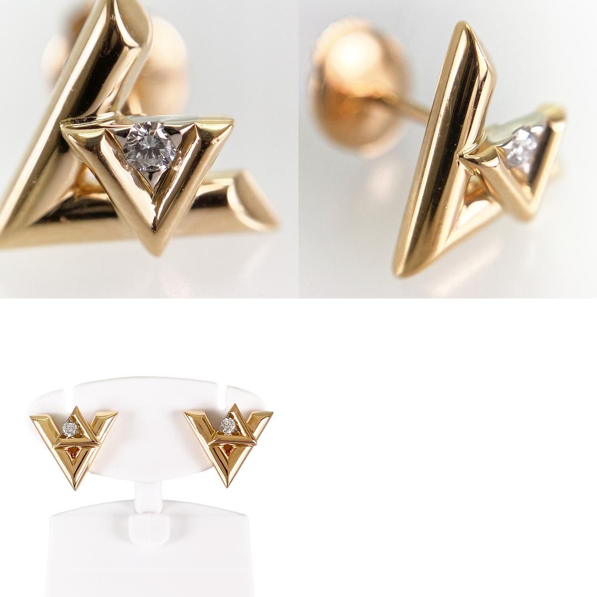 れ*）様 正規品Louis Vuitton LVロゴ ピアス ゴールド 美品 ルイ・ヴィトン LOUIS VUITTON LV ヴォルト ワン Q90975 K18PG