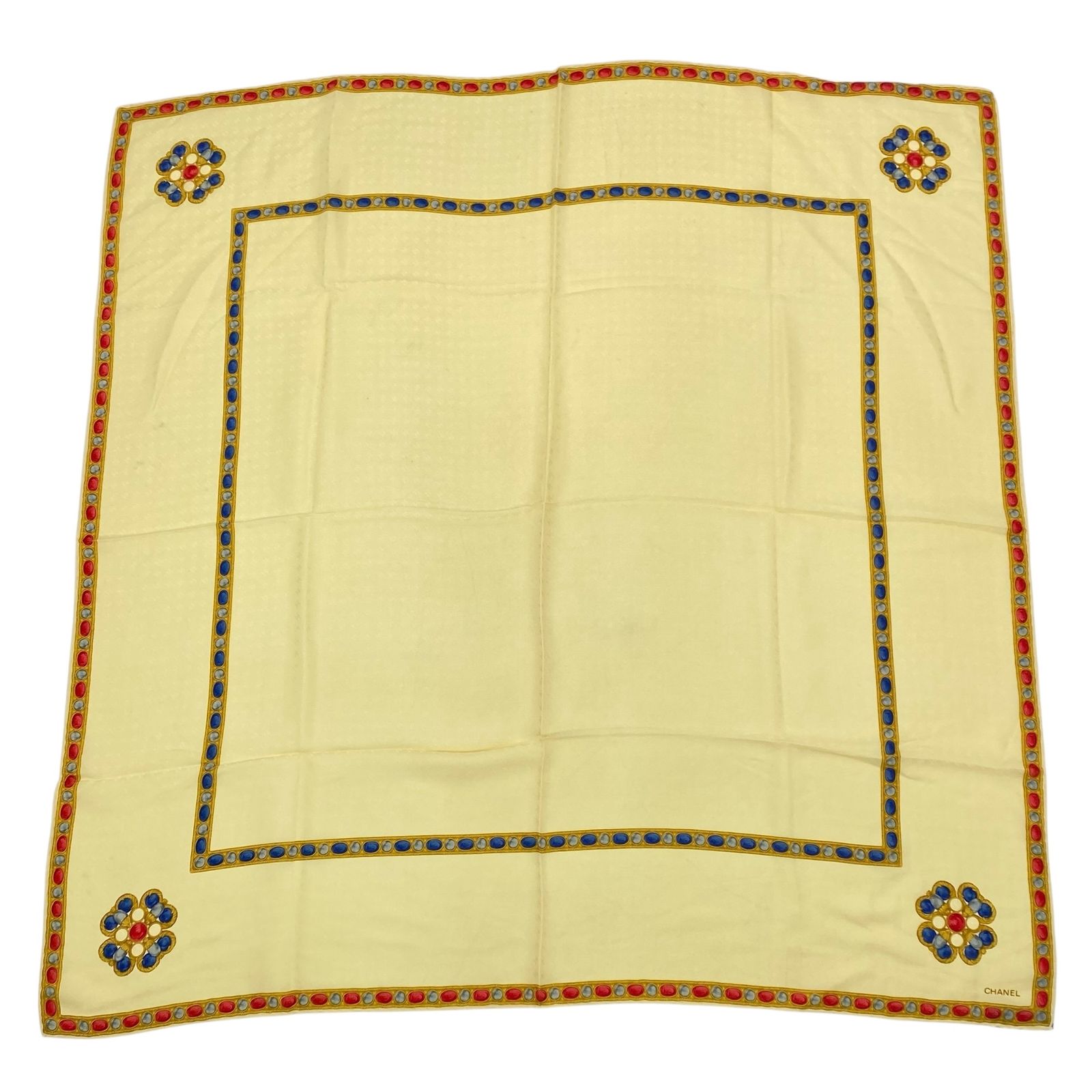 CHANEL シャネル スカーフ 大判 シルク ロゴ ココマーク イエロー