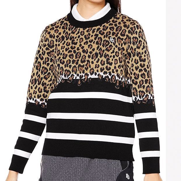 サイズ：1・M・新品】パーリーゲイツ 日本製 レオパード柄✖ボーダー