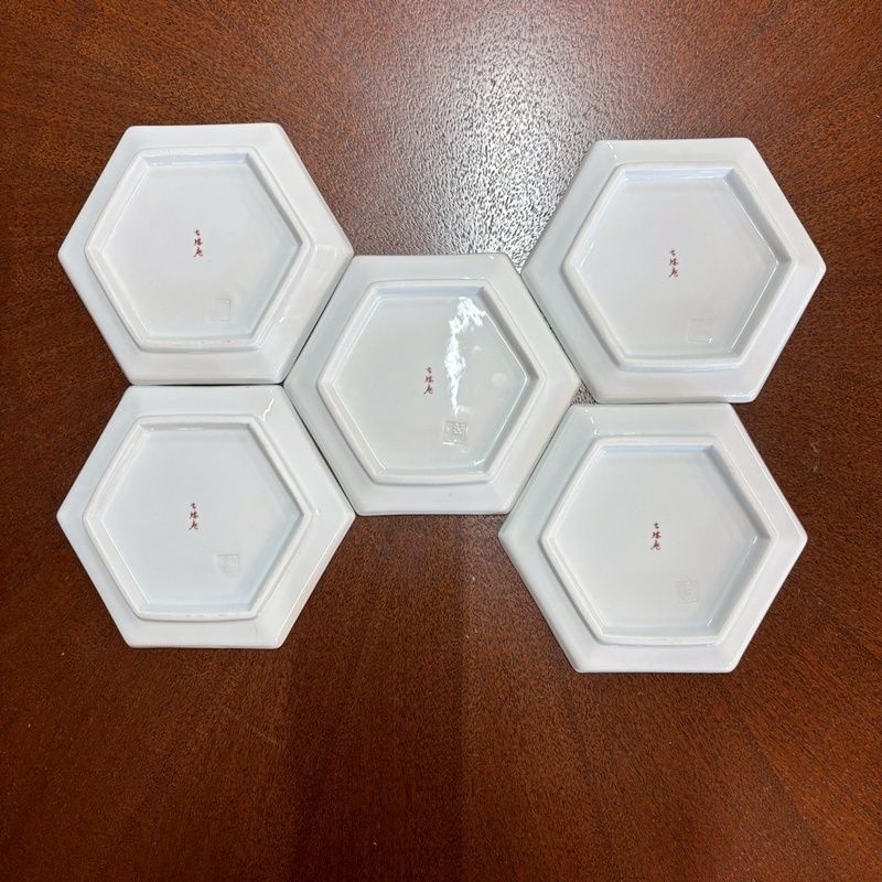 有田焼 古琳庵窯 カワセミ絵皿 組 16 cm 六角皿 多角皿 六角形 平皿 取り皿 銘々皿 セット まとめ売り 和皿 プレート 鳥 CA 1129 5