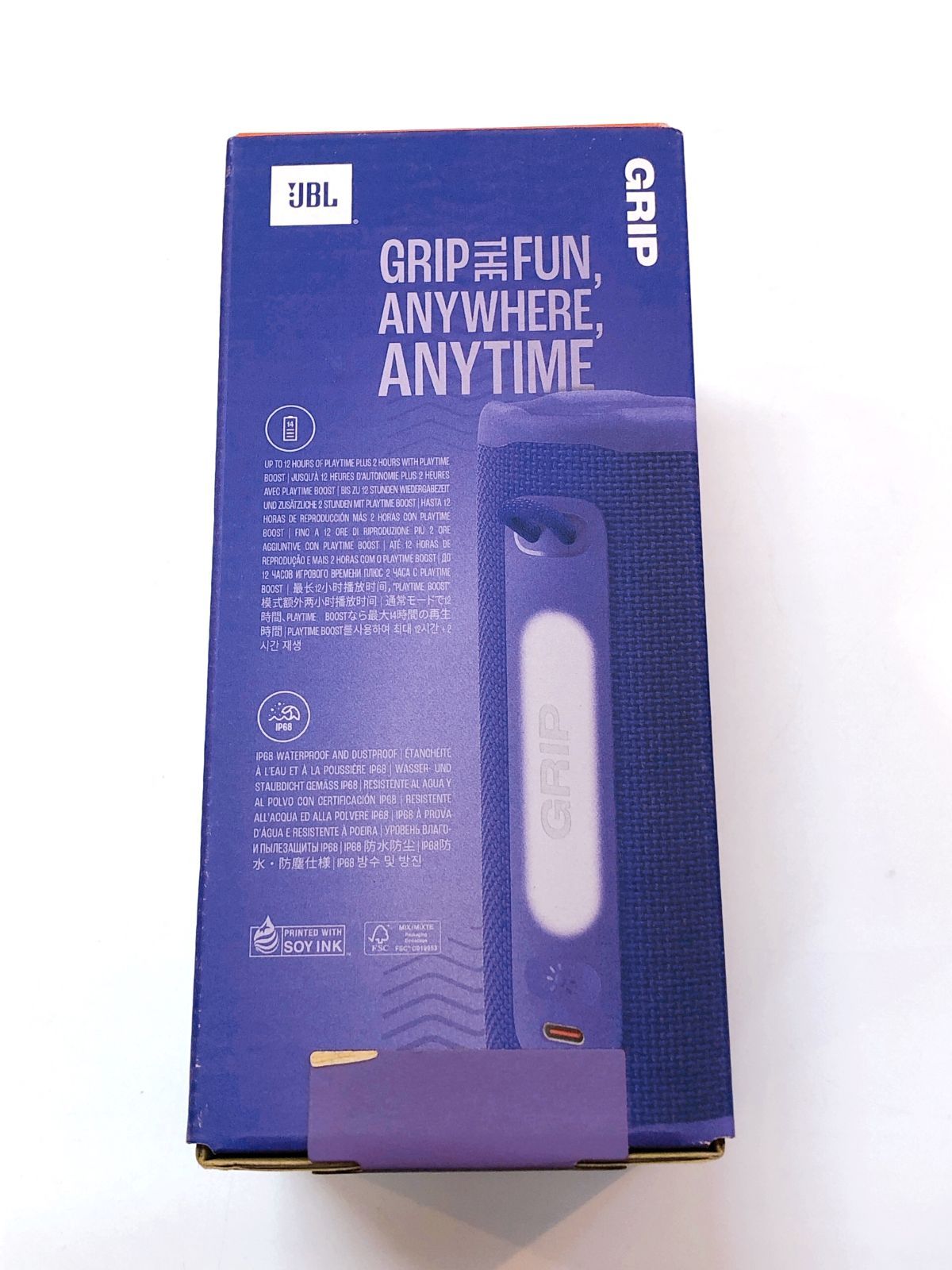  3468 ♥ JBL ポータブルスピーカー GRIP パープル プロサウンド アンビエントライト 防水 Bluetooth ワイヤレス ワイヤレススピーカー スピーカー ウーファー