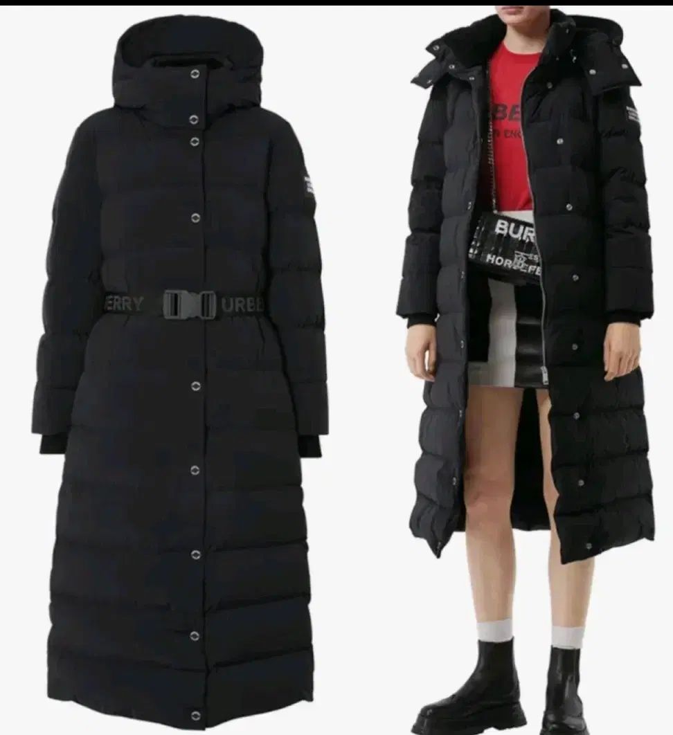 バーバリー エフィンガム ダウンジャケット ロング丈 ブラック M