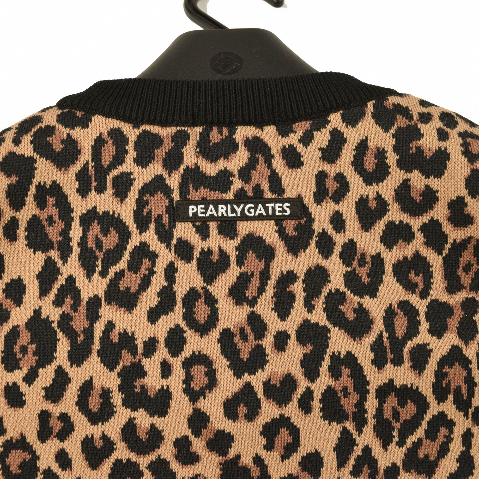 パーリーゲイツ ゴルフ レオパード柄 クルーネック 長袖 ニット ウェア 5 サイズ：0・S・新品】パーリーゲイツ 日本製 レオパード柄✖ボーダー