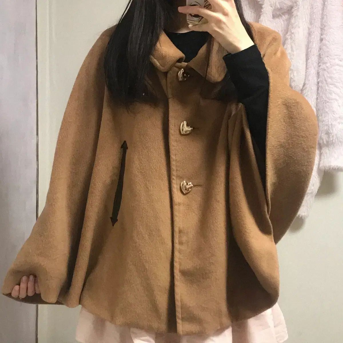 ヴィンテージ ブラウン ラテ ハート コート 姫ギャル ロギャル 公겜 여주 リラックマ ケープ