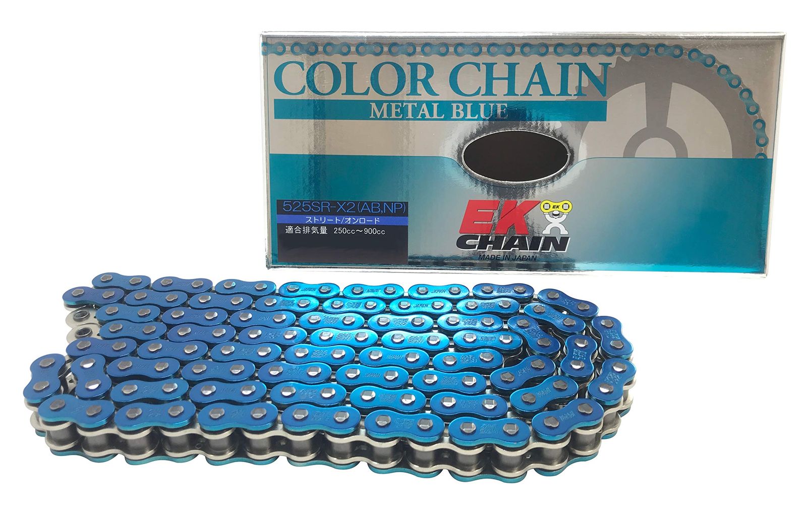 EK イーケー バイク用チェーン 525 SR-X 2 メタルブルー 90 L MLJ カシメジョイント QXリングシール