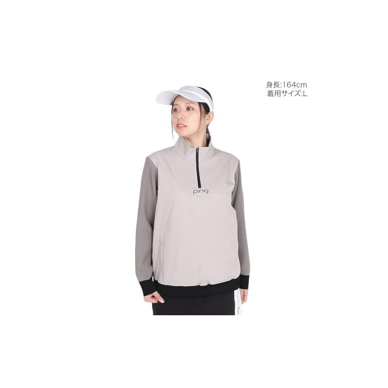 ピン アパレル レディース ハーフジップブルゾン ストレッチ性 | ゴルフ アウター 622-4220900 040_ベージュ S