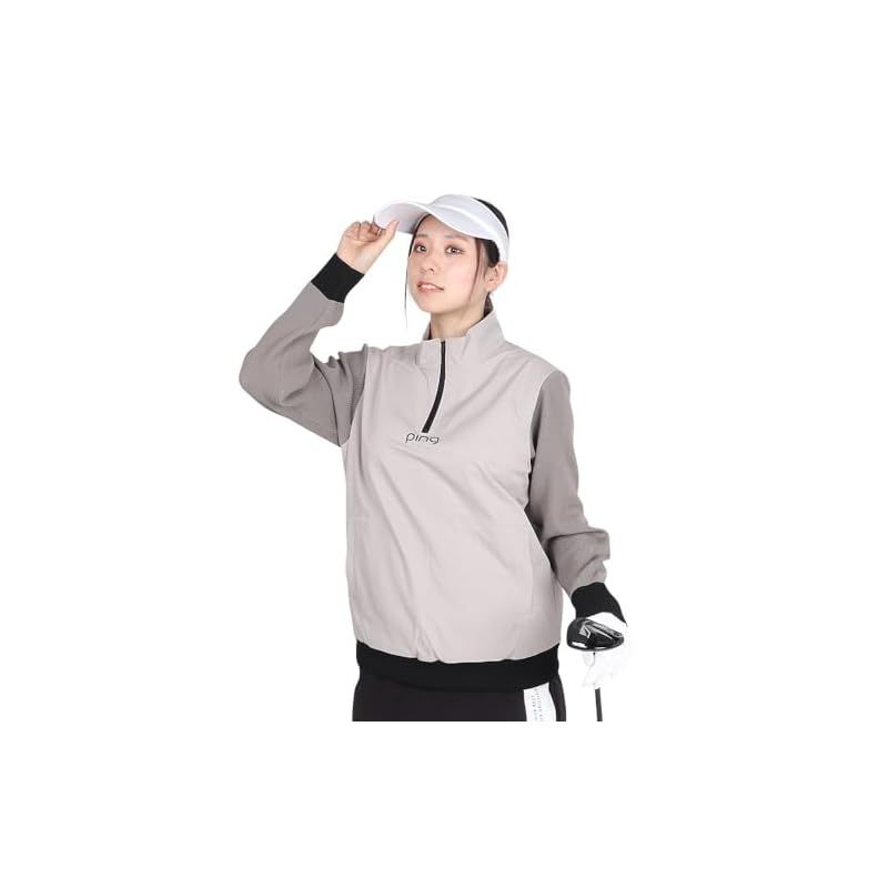 ピン アパレル レディース ハーフジップブルゾン ストレッチ性 | ゴルフ アウター 622-4220900 040_ベージュ S