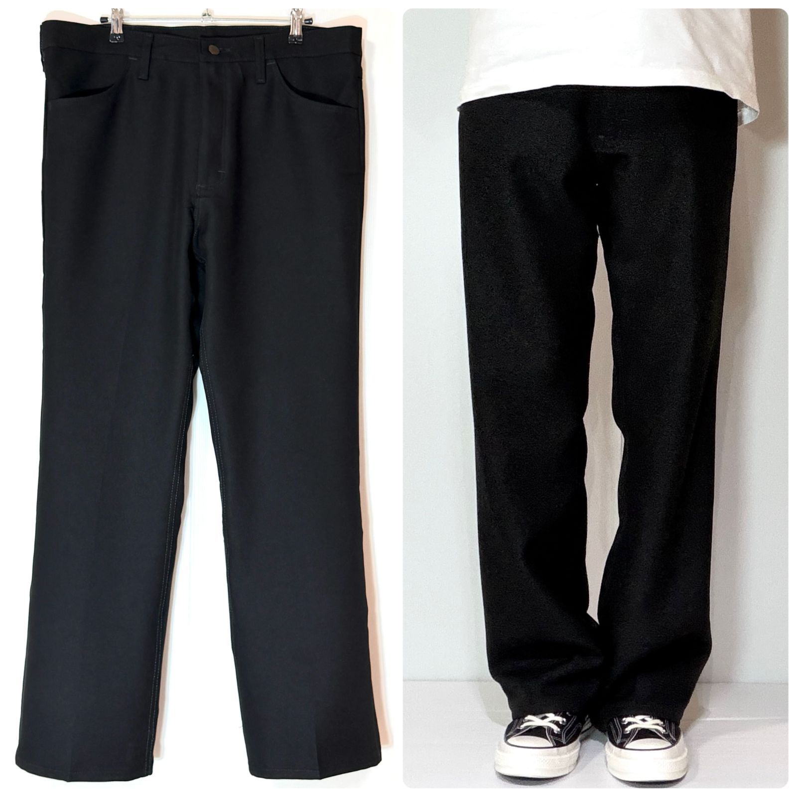 超 Wrangler ラングラー 82 BK ウエスタン ランチャー ポリパン パンツ W 36 L 30 ブラック 黒 BLACK ブーツカット ストレッチアクションスラックス フ ドレスジーンズ US素材メキシコ製p