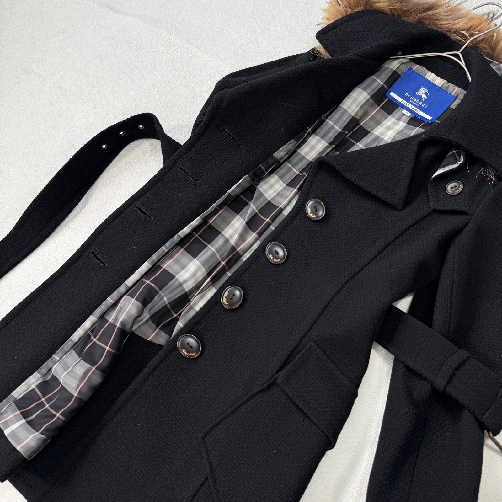 バーバリーブルーレーベル リブニット ウール ノバチェック ブラック 38 美品・サイズ38・ブラック✨バーバリー ブルーレーベル 3way アンゴラ