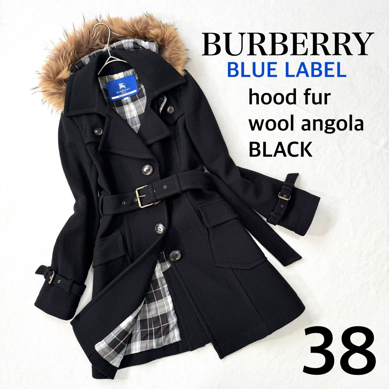 バーバリーブルーレーベル リブニット ウール ノバチェック ブラック 38 バーバリーブルーレーベル リブニット ウール ノバチェック ブラック