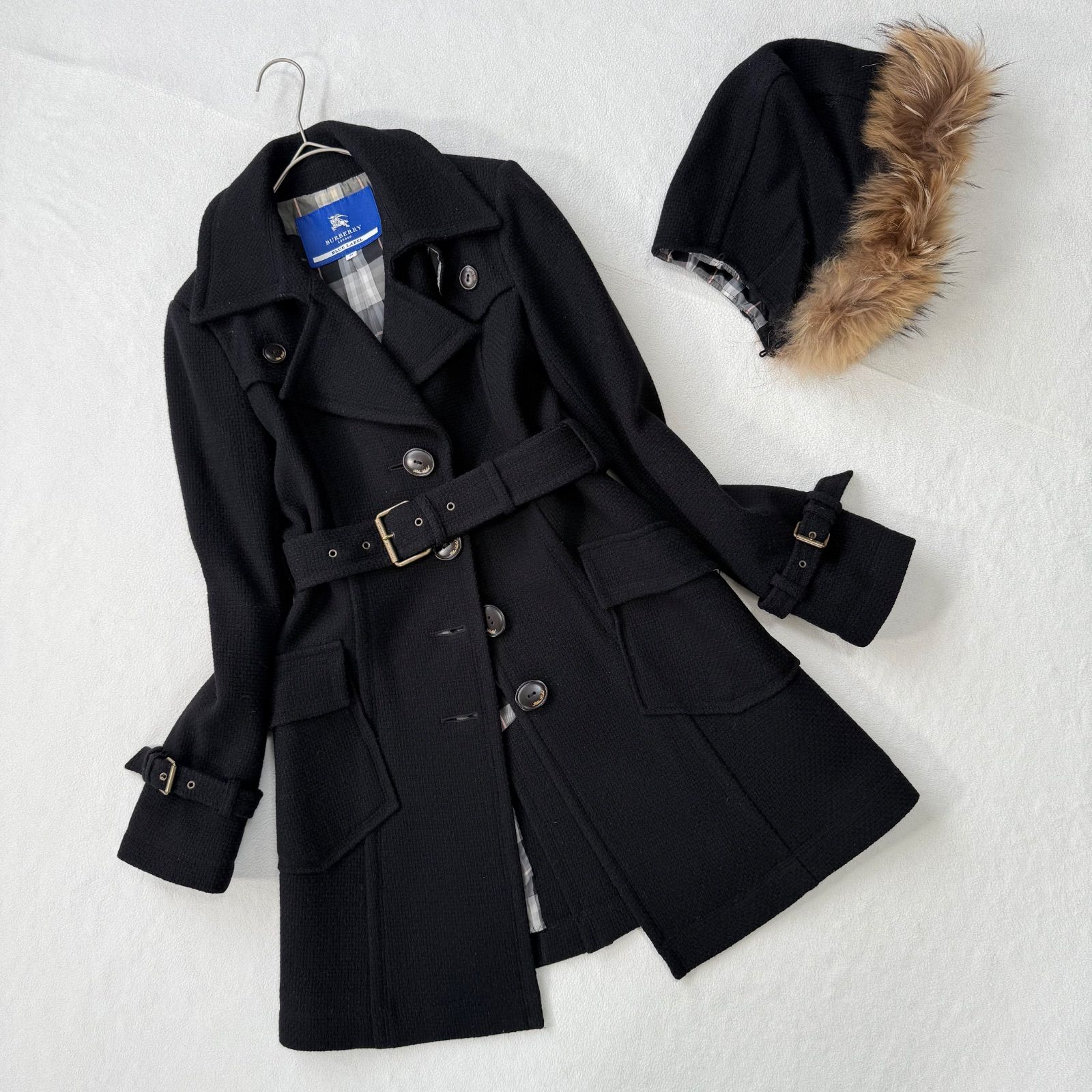 美品・サイズ38・ブラック✨バーバリー ブルーレーベル 3way アンゴラ