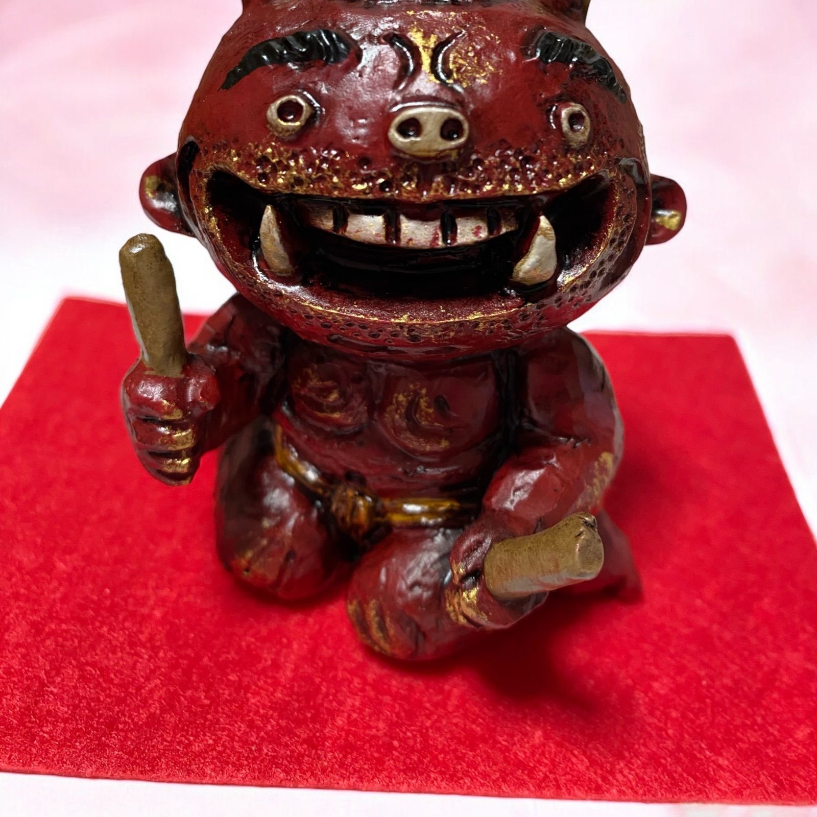 赤鬼 【太鼓】幸福鬼 節分 魔除け・厄除け オニの置物 - メルカリ