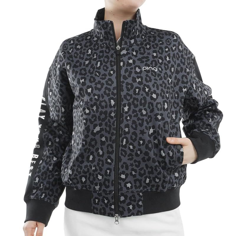 ピン アパレル レディース フルジップブルゾン レオパード柄 ストレッチ | ゴルフ アウター 622-4220902 010_ブラック LL 0