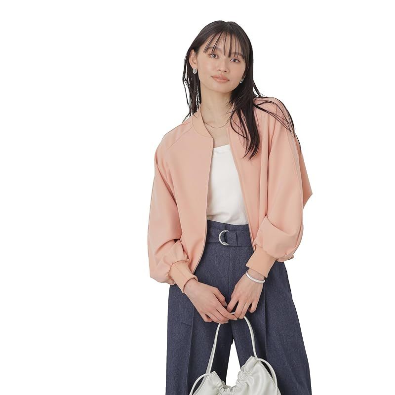 ナノ ユニバース ダブルクロスリブブルゾン F サーモン