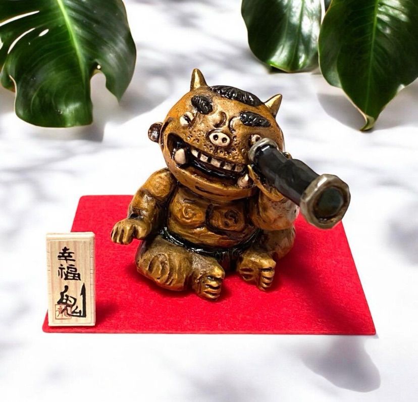 黄鬼 【望遠鏡から福見える】幸福鬼 魔除け・厄除け ミニ 置物 - メルカリ