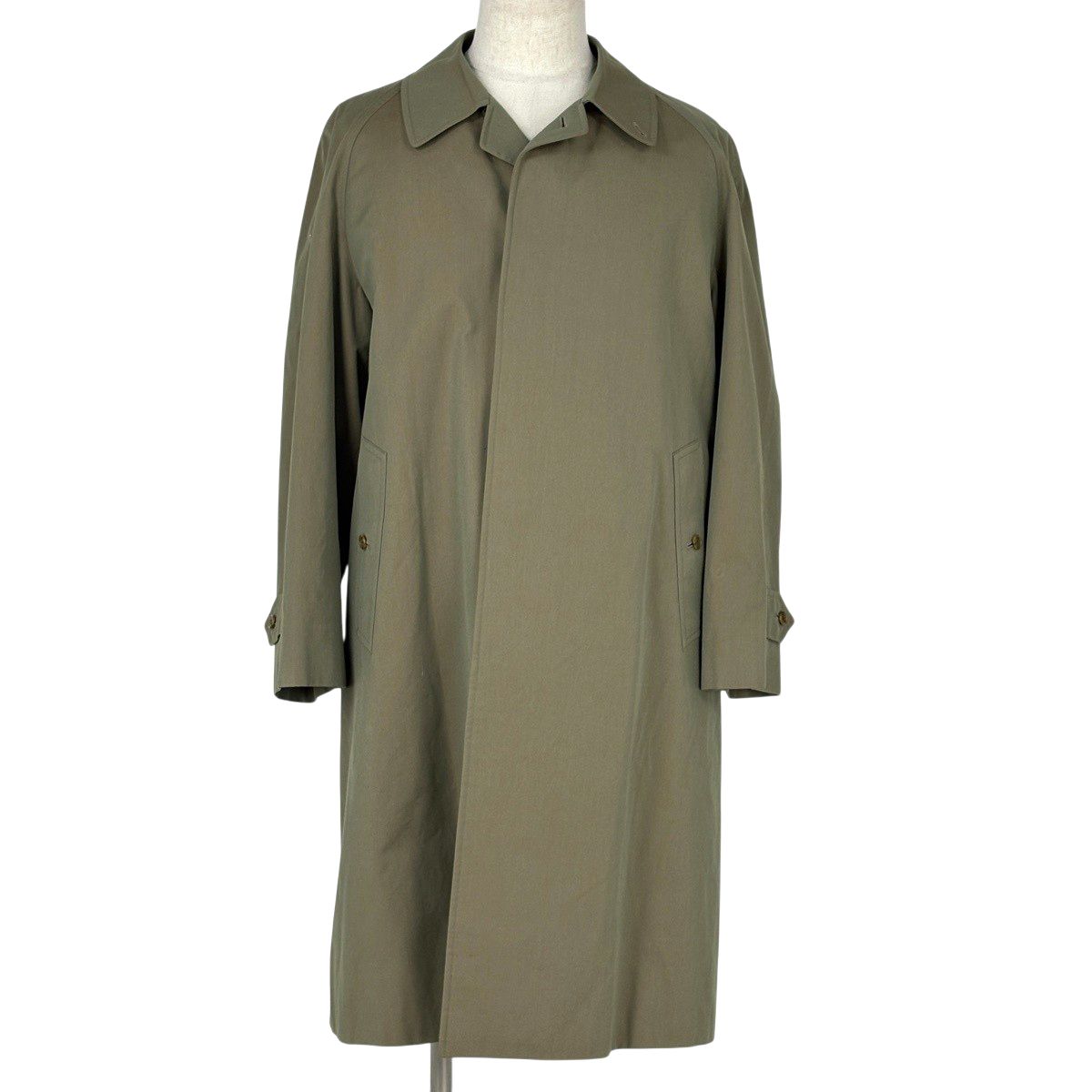 バーバリー BURBERRY ステンカラーコート 裏チェック ライナー付き カーキ アウター 綿 グリーンベージュ メンズ