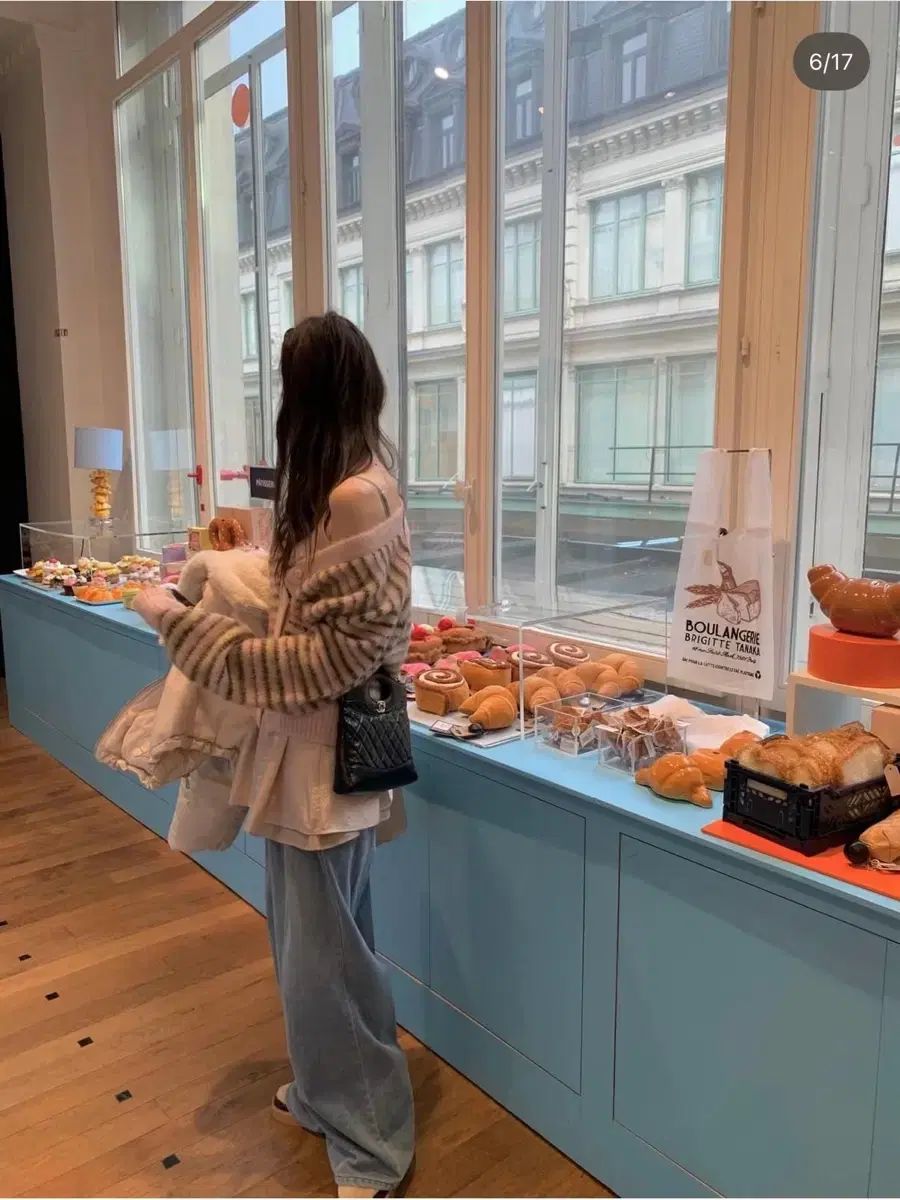 ポスター ベネト カーディガン ストライプ Vネック バイカラー