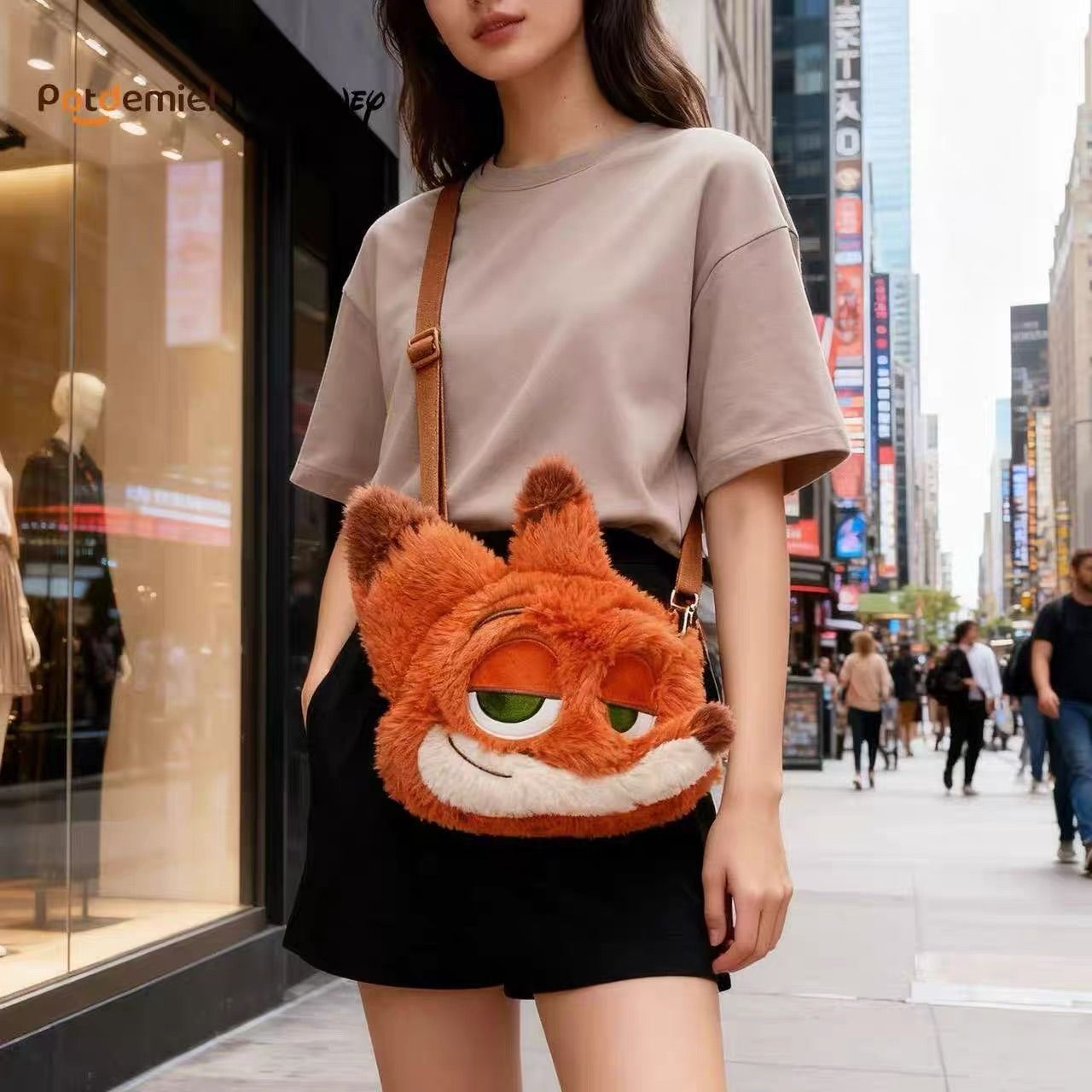ニック ショルダーバッグ ズートピア フェイス型 ぬいぐるみバッグ
