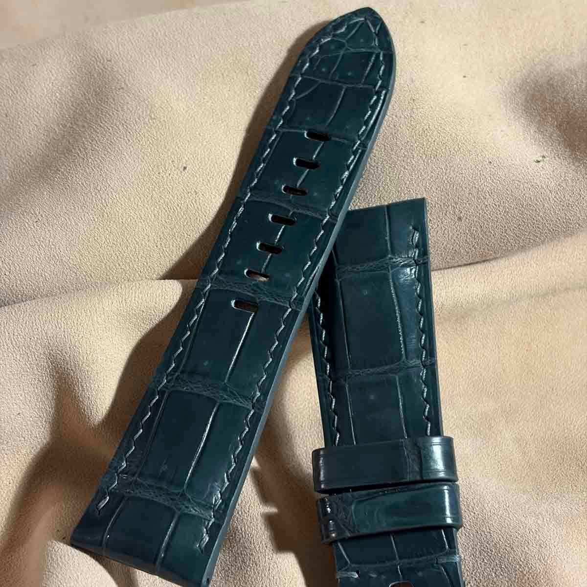 cro-2006 クロコダイル 腕時計ベルト ブルーグレー ラグ幅26 mm - バックル幅22