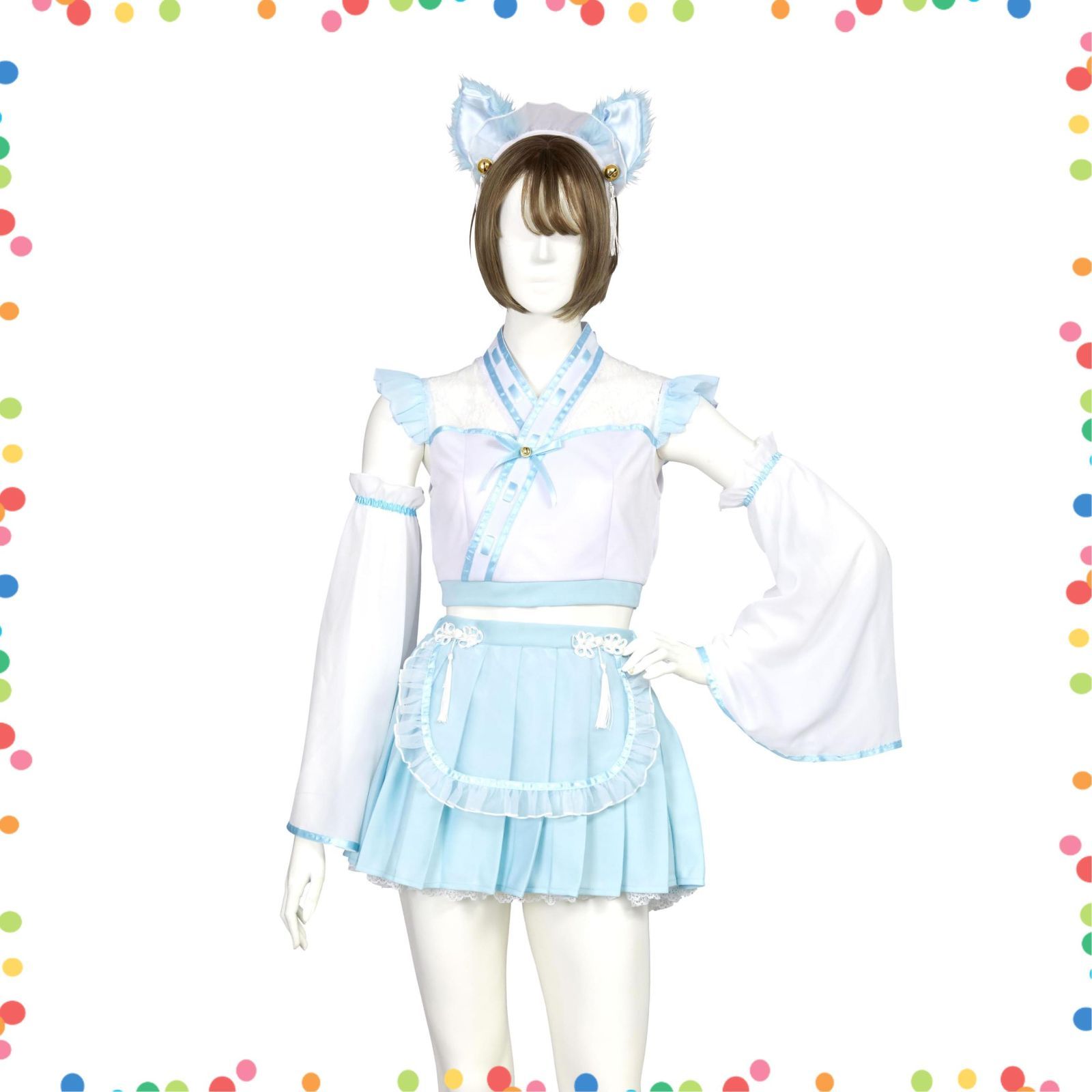 商品 狐巫女メイド コスプレ レディース SugarWhip ブルー クリアストーン Clearstone