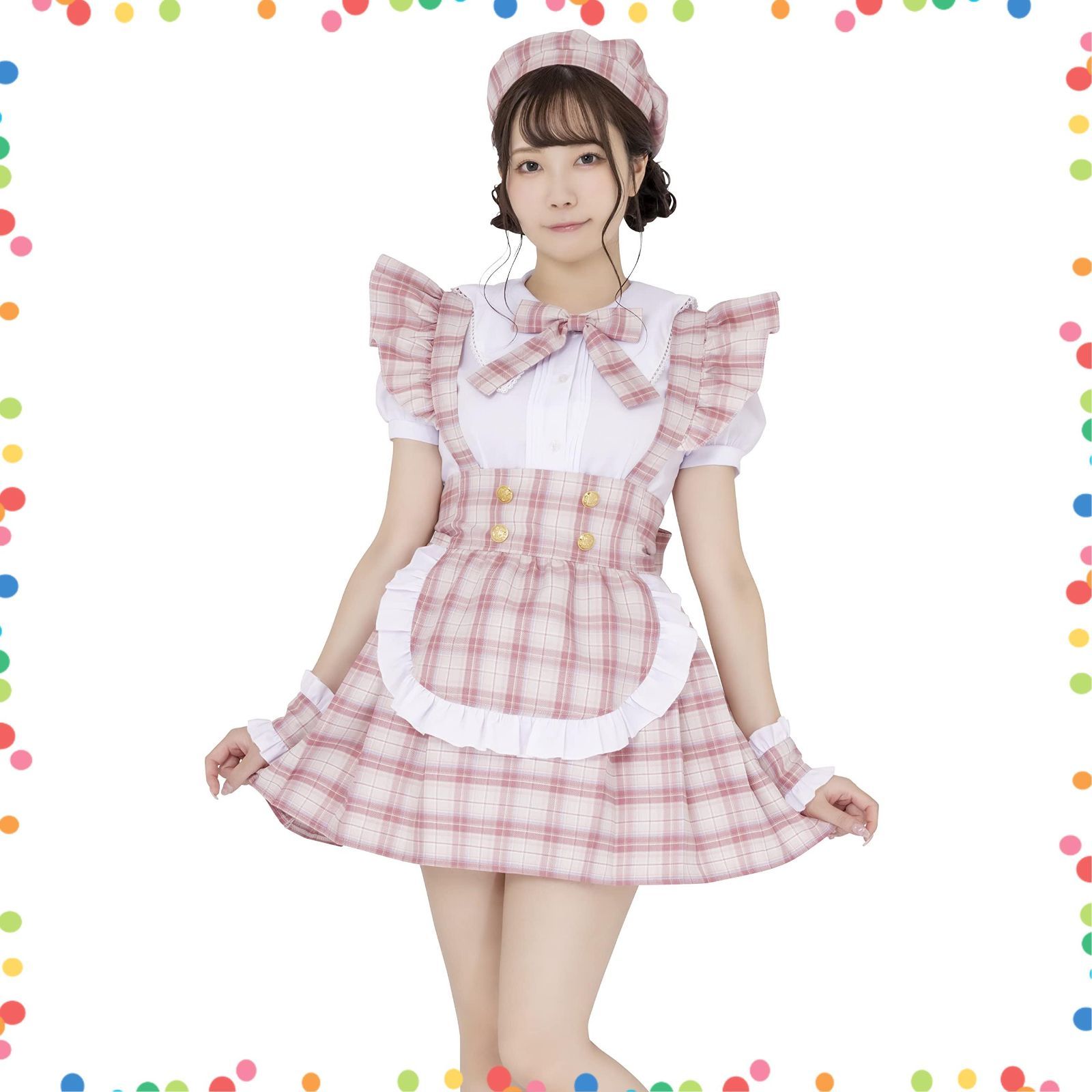 在庫 レディース ピンク アイドルチェックメイド コスプレ リリカルパレット クリアストーン Clearstone