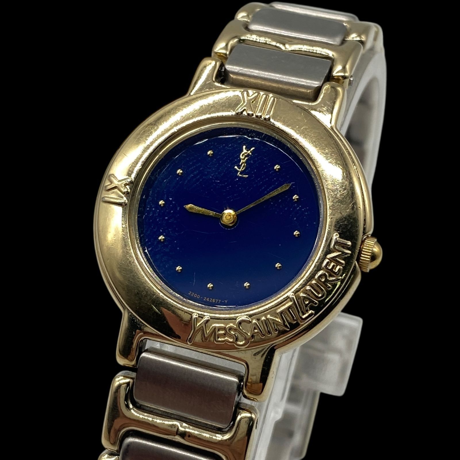 新品電池 稼働品 Yves Saint Laurent イヴサンローラン コンビ 腕時計