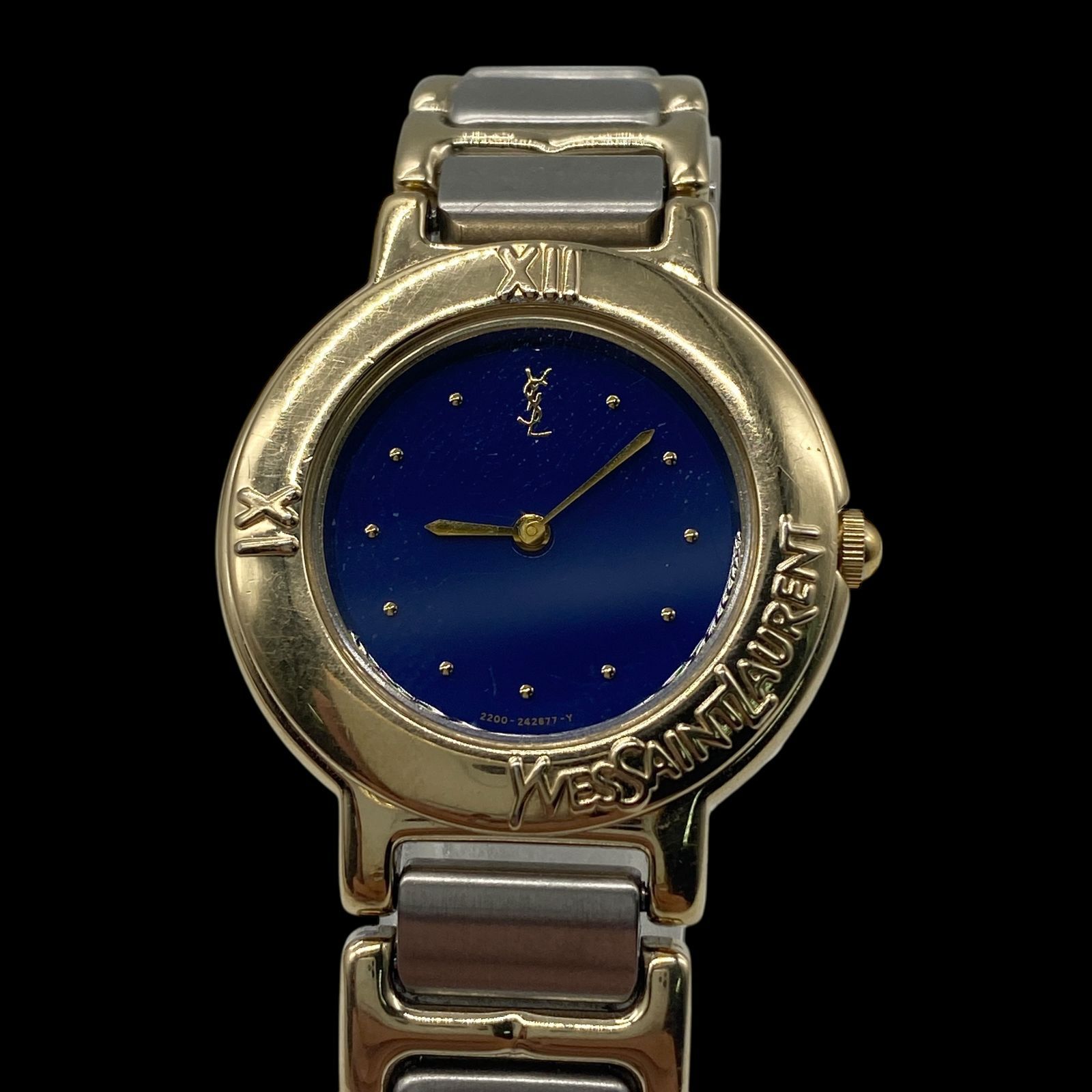 新品電池 稼働品 Yves Saint Laurent イヴサンローラン コンビ 腕時計