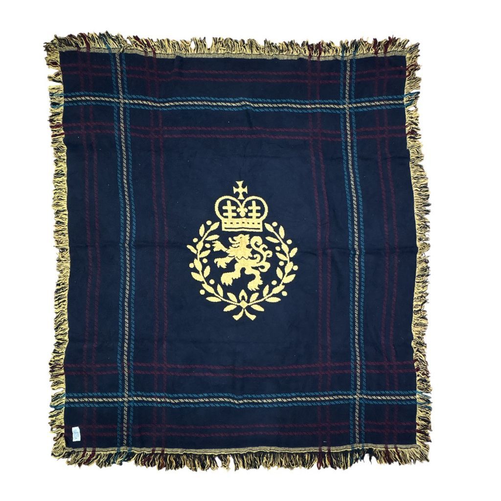 ラグ ブランケット マルチカバー タペストリー イギリス ライオン ランパント エンブレム 王冠 英国 チェック Rug Throw Blanket British 2458