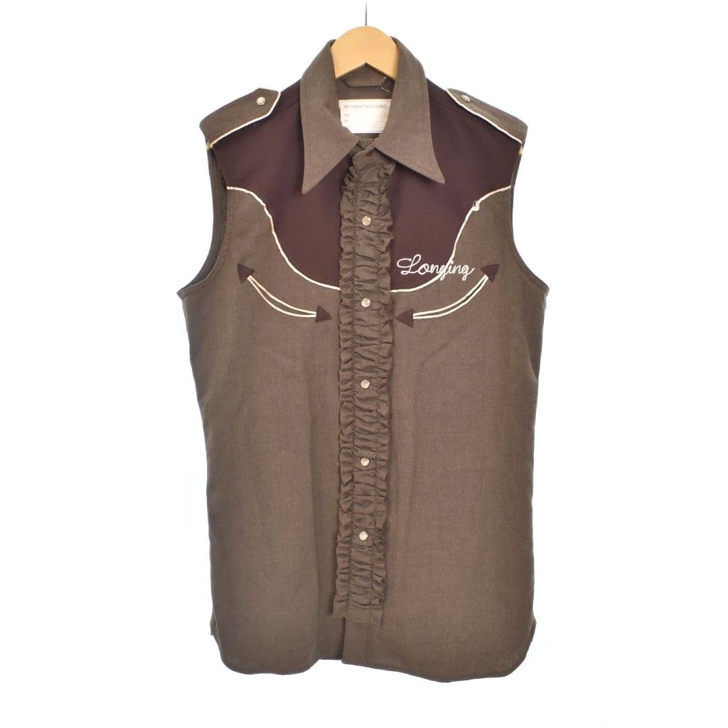 Mihara Yasuhiro Mihara YASUHIRO Sleeveless Bowling Shirt S Brown 41153275