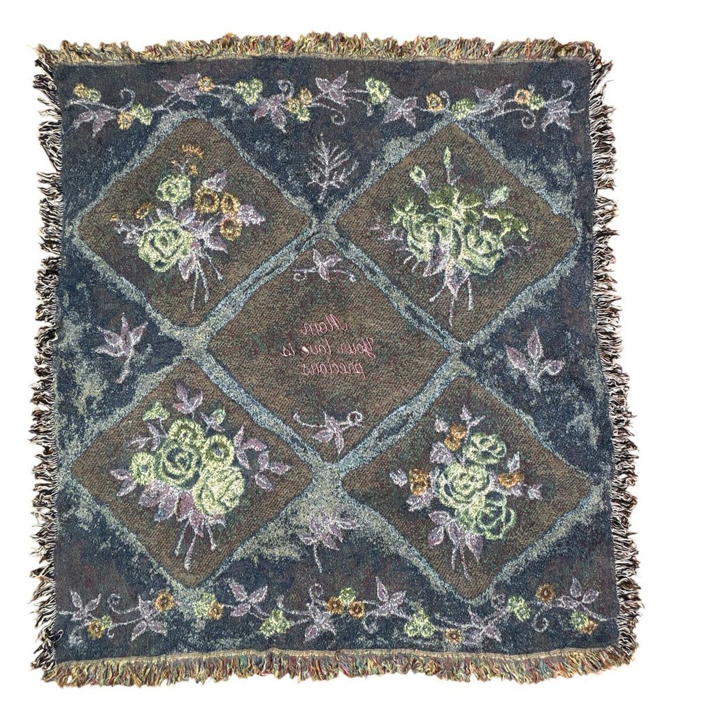 vintageラグ ブランケット マルチカバー タペストリー フラワー 花