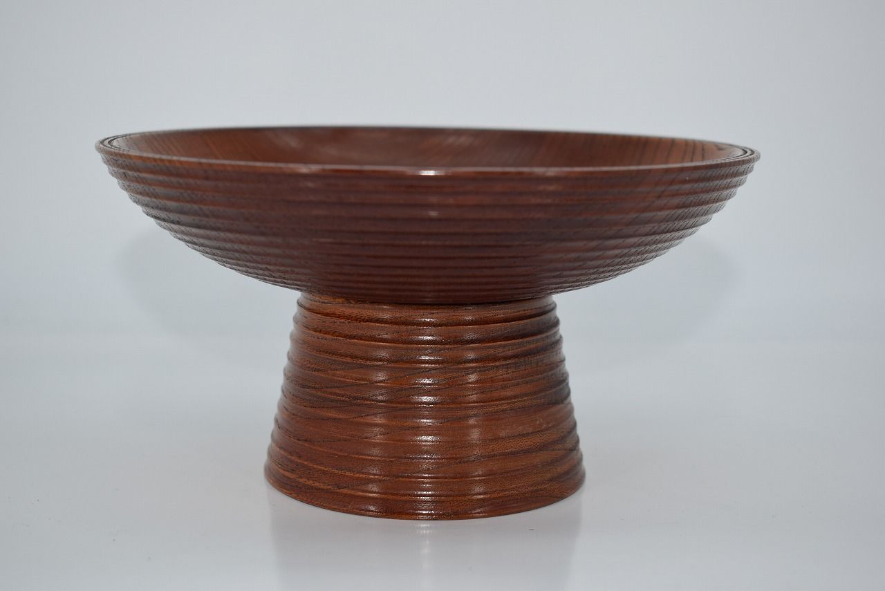 茶道具 干菓子器 高杯 拭漆 渦蒔絵 貴人高杯 菓子器 茶道 24-9406