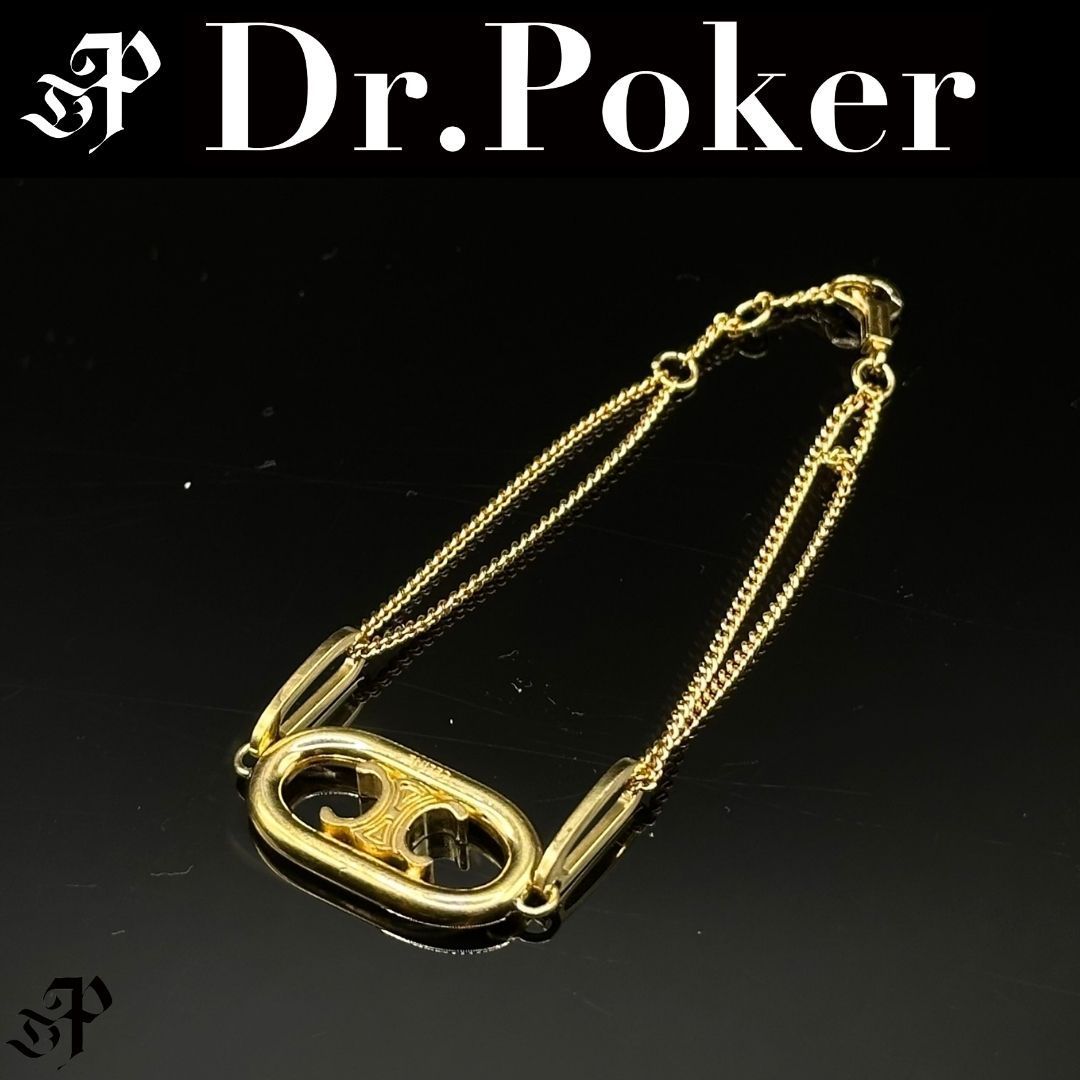 Celine マイヨン トリオンフ ダブルチェーン ブレスレット ゴールド