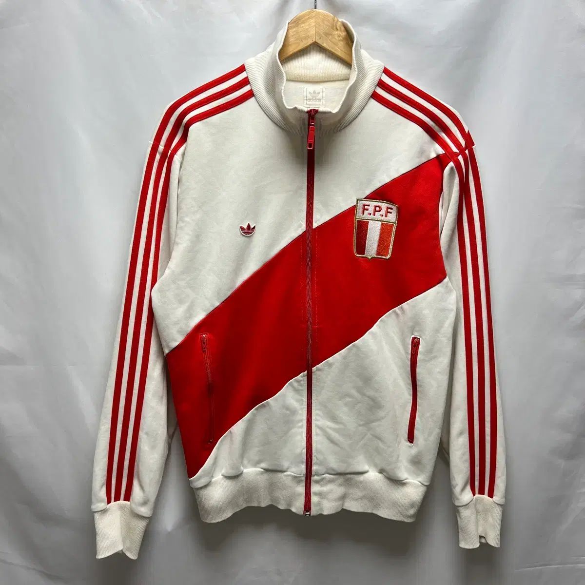 正規品/L アディダス ファイヤーバード トラックジャージ 白/レッド